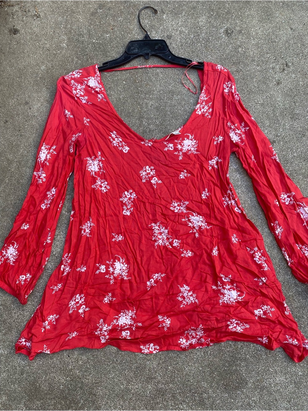 Billabong Sweet Tomorrows Red Floral Long Sleeve Mini Dress Surf Surfing Beach